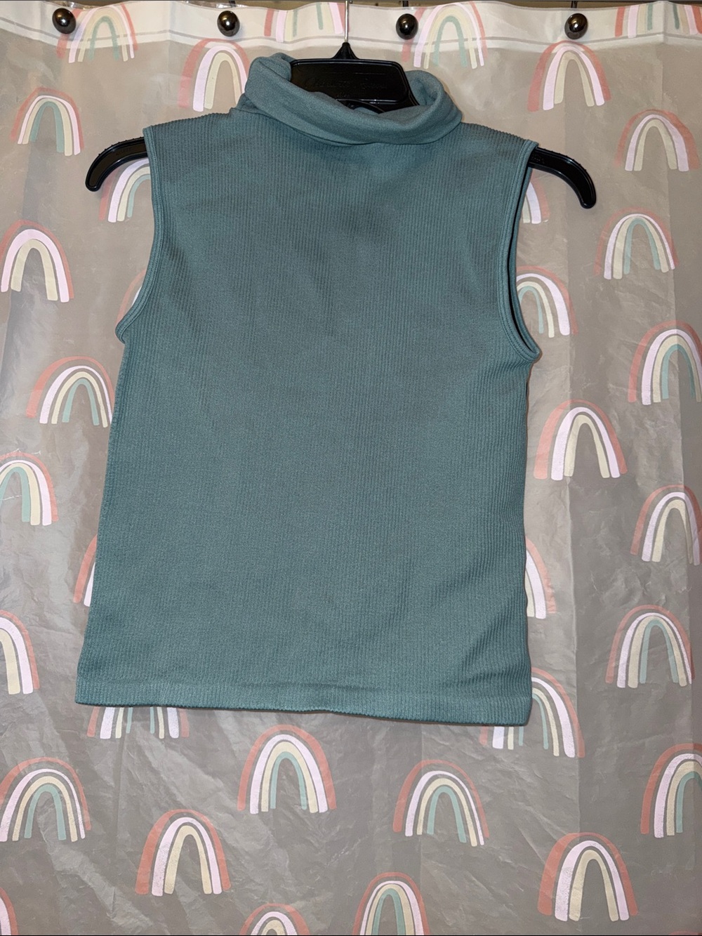 PrettyLittleThing Ribbed Sleeveless Mock Neck Tank - Teal Green